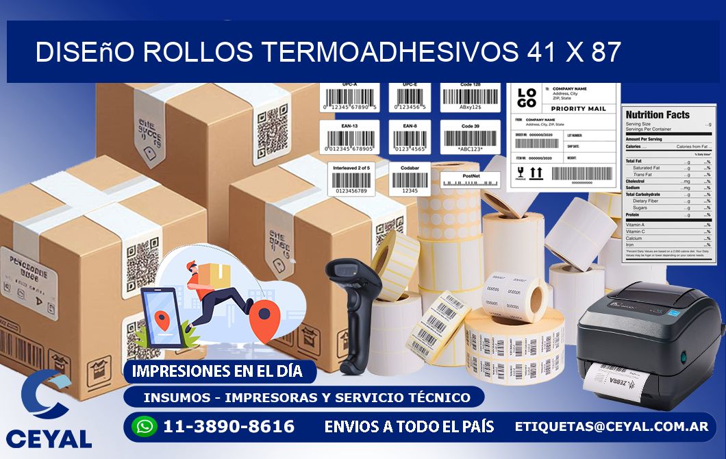 Diseño ROLLOS TERMOADHESIVOS 41 x 87