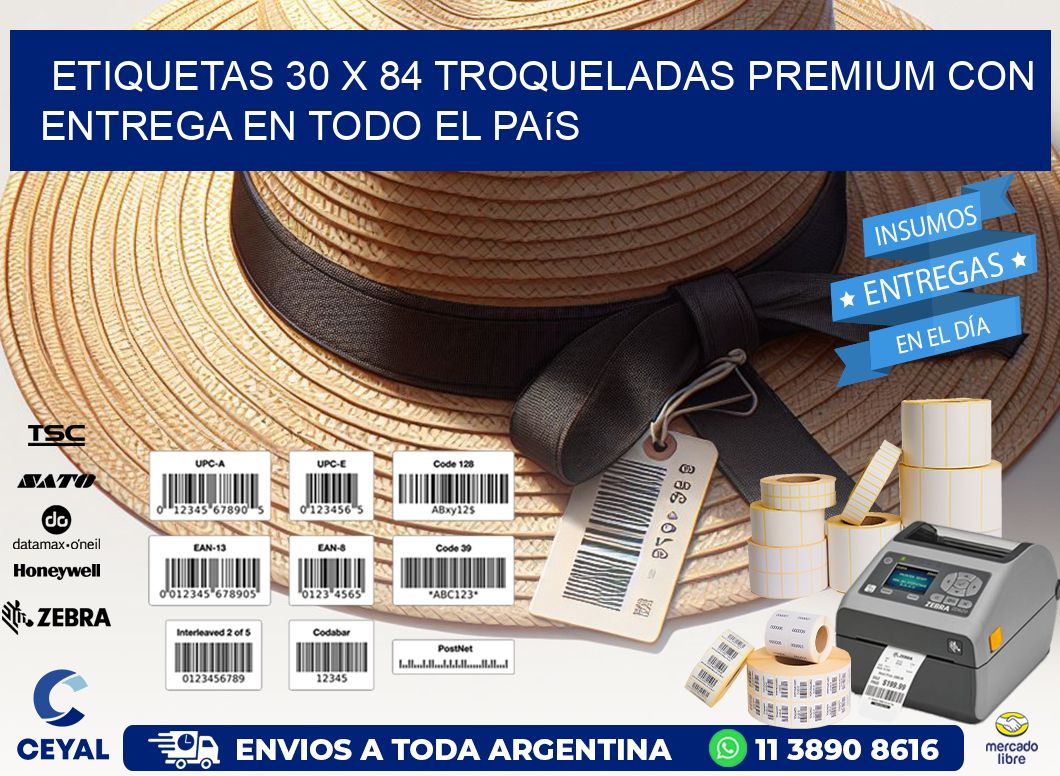 Etiquetas 30 x 84 troqueladas premium con entrega en todo el país