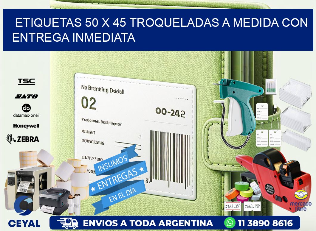 Etiquetas 50 x 45 troqueladas a medida con entrega inmediata