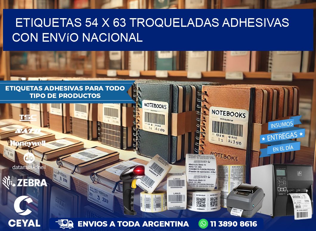 Etiquetas 54 x 63 troqueladas adhesivas con envío nacional