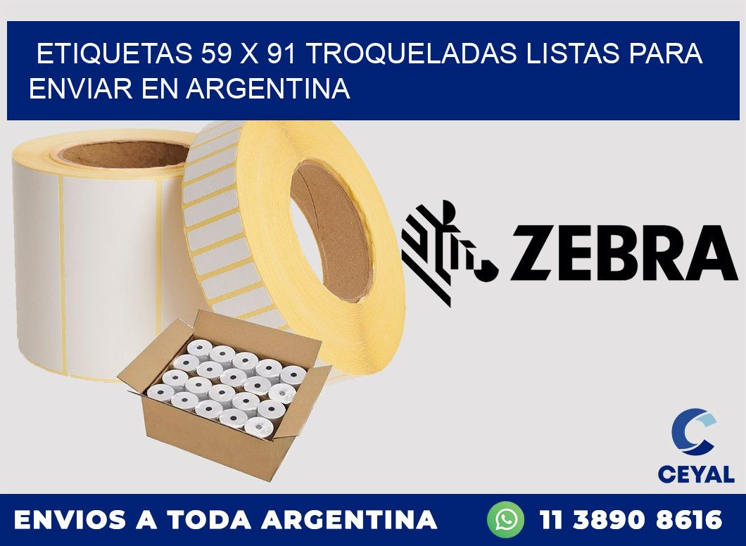 Etiquetas 59 x 91 troqueladas listas para enviar en Argentina