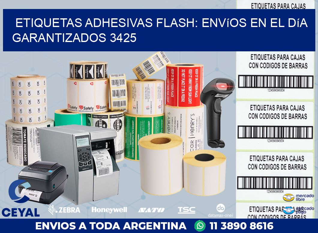 Etiquetas adhesivas Flash: Envíos en el Día Garantizados 3425