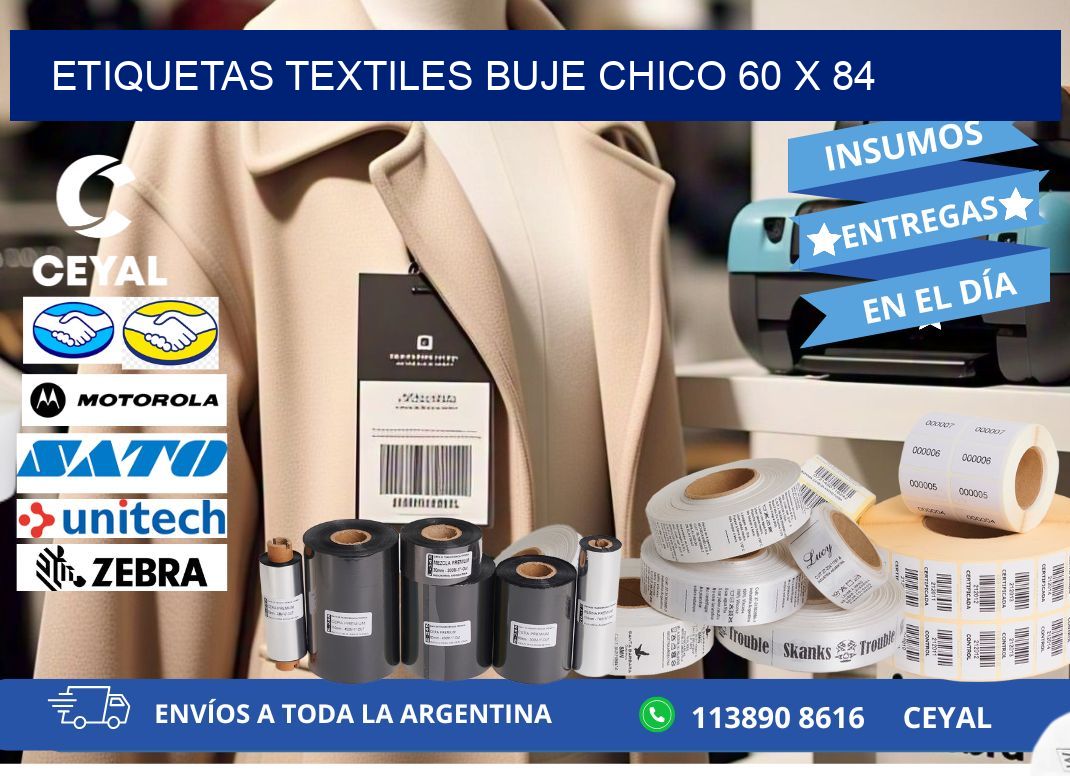 Etiquetas textiles buje chico 60 x 84