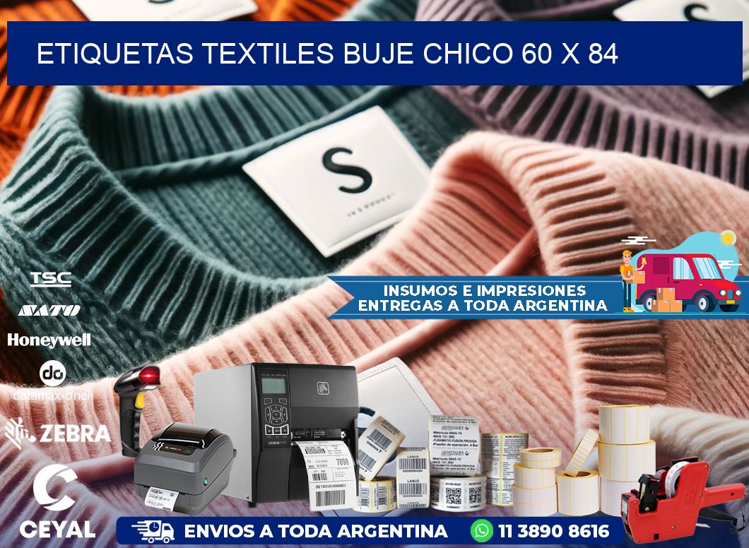 Etiquetas textiles buje chico 60 x 84