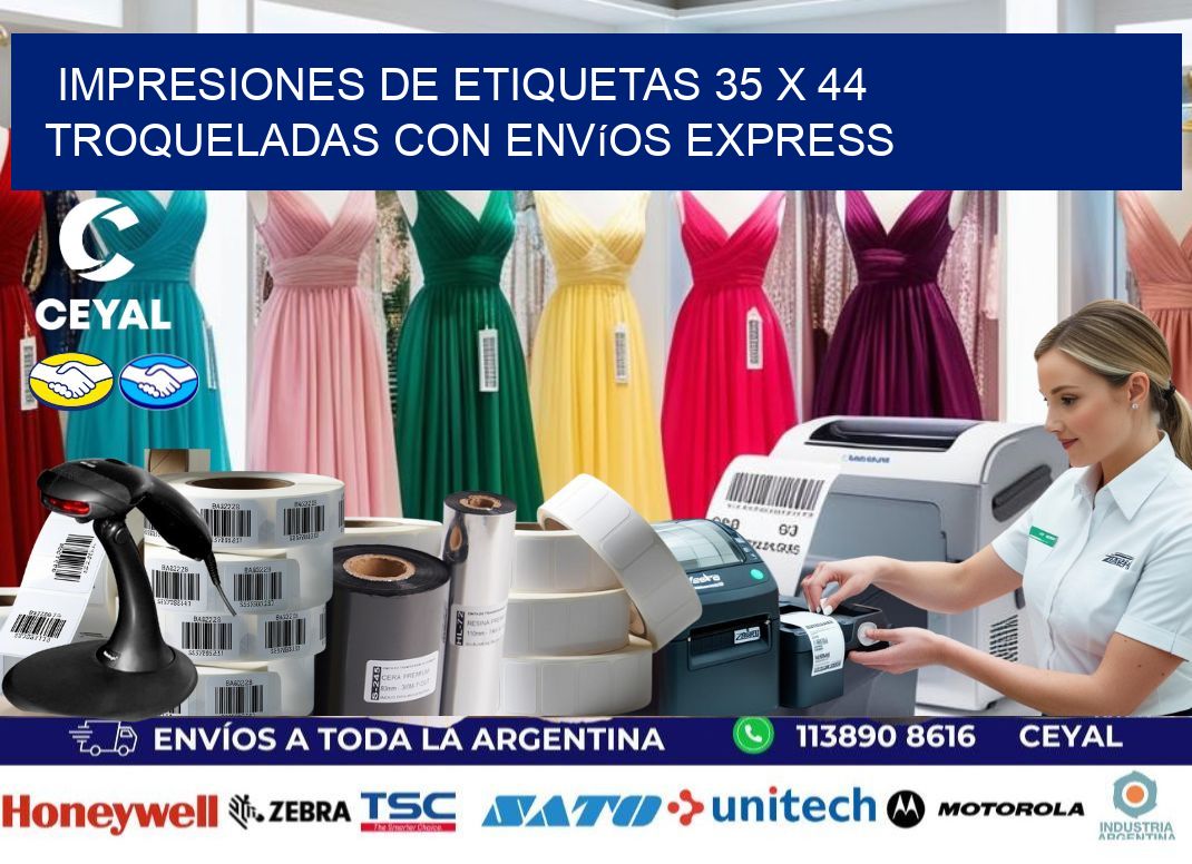 Impresiones de etiquetas 35 x 44 troqueladas con envíos express