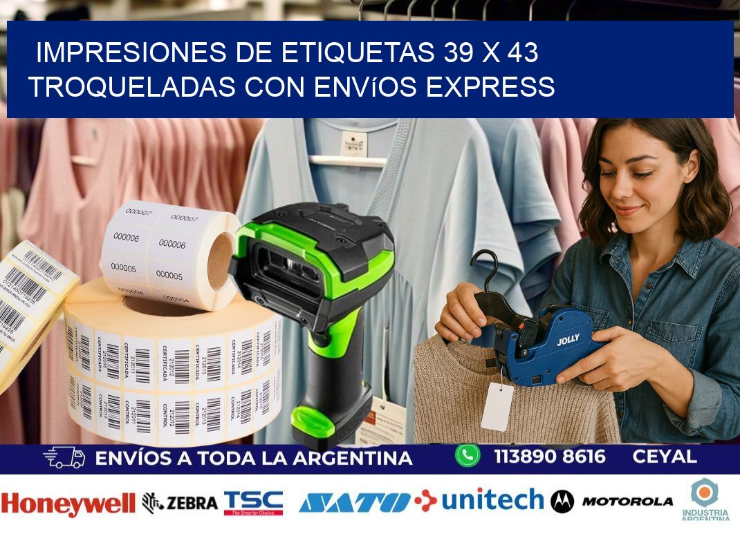 Impresiones de etiquetas 39 x 43 troqueladas con envíos express