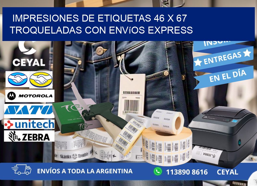 Impresiones de etiquetas 46 x 67 troqueladas con envíos express
