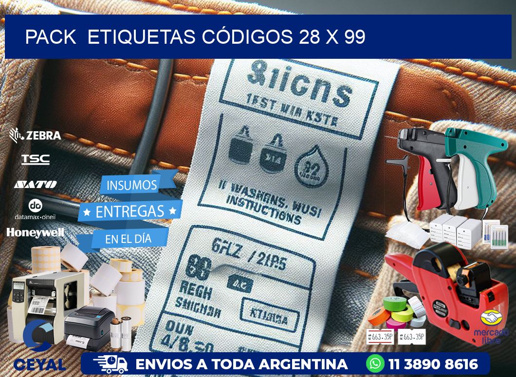 Pack  ETIQUETAS CÓDIGOS 28 x 99