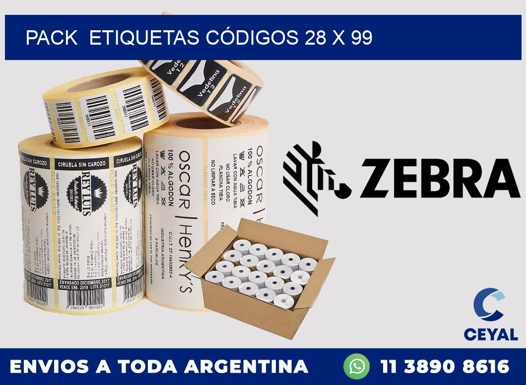 Pack  ETIQUETAS CÓDIGOS 28 x 99