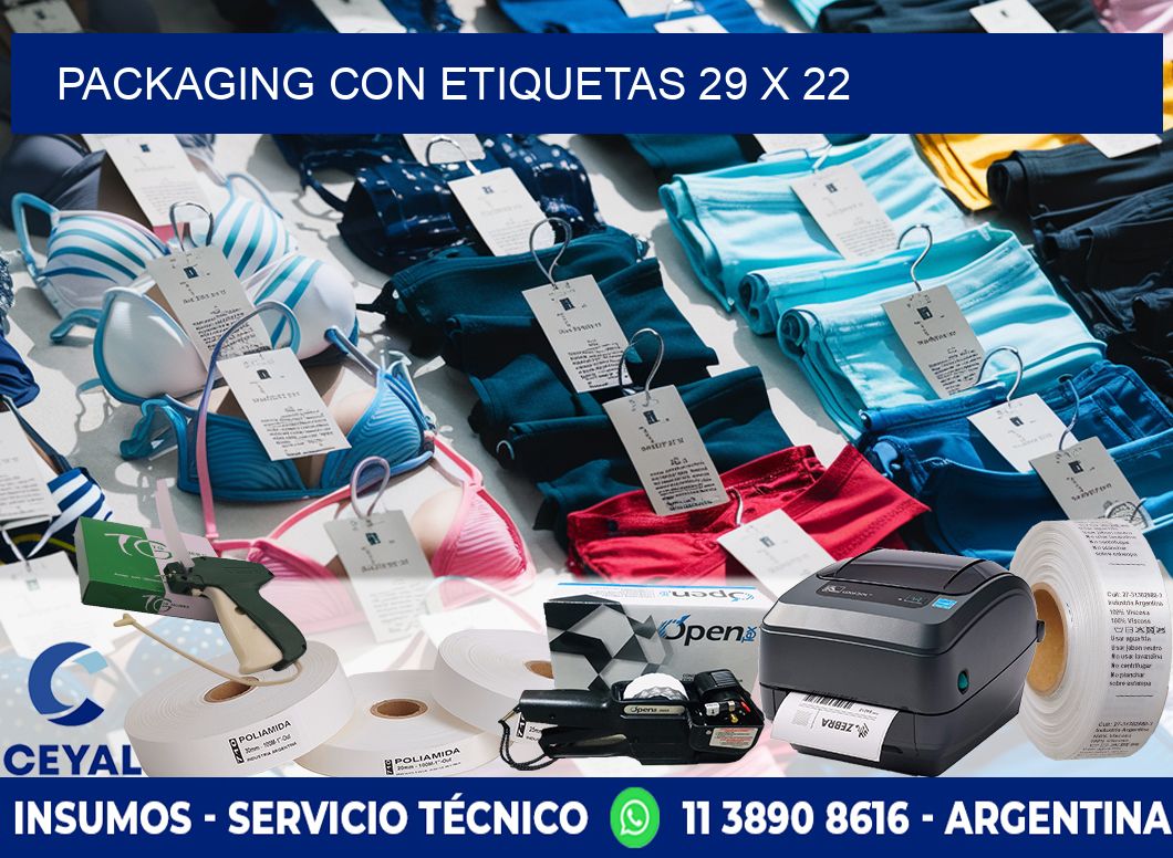 Packaging con etiquetas 29 x 22
