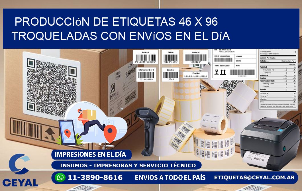 Producción de etiquetas 46 x 96 troqueladas con envíos en el día