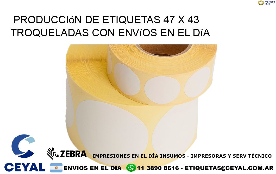 Producción de etiquetas 47 x 43 troqueladas con envíos en el día