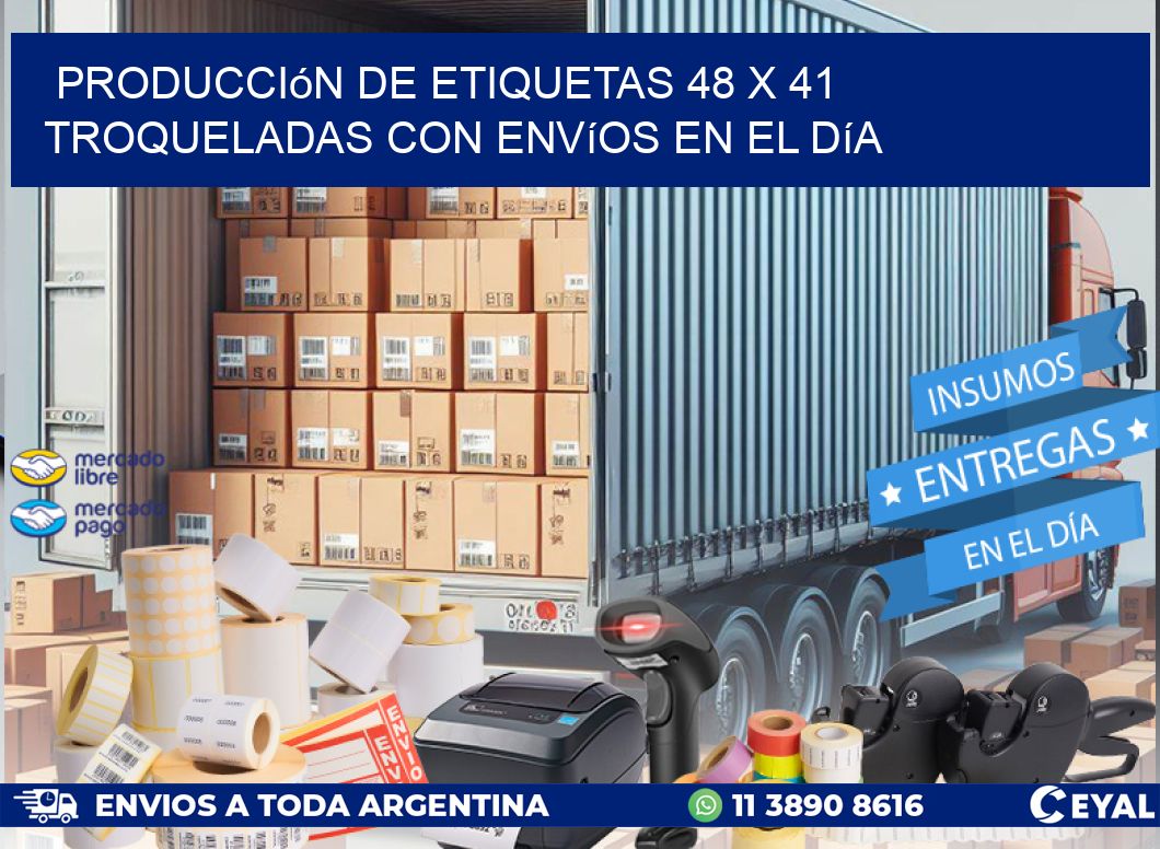 Producción de etiquetas 48 x 41 troqueladas con envíos en el día