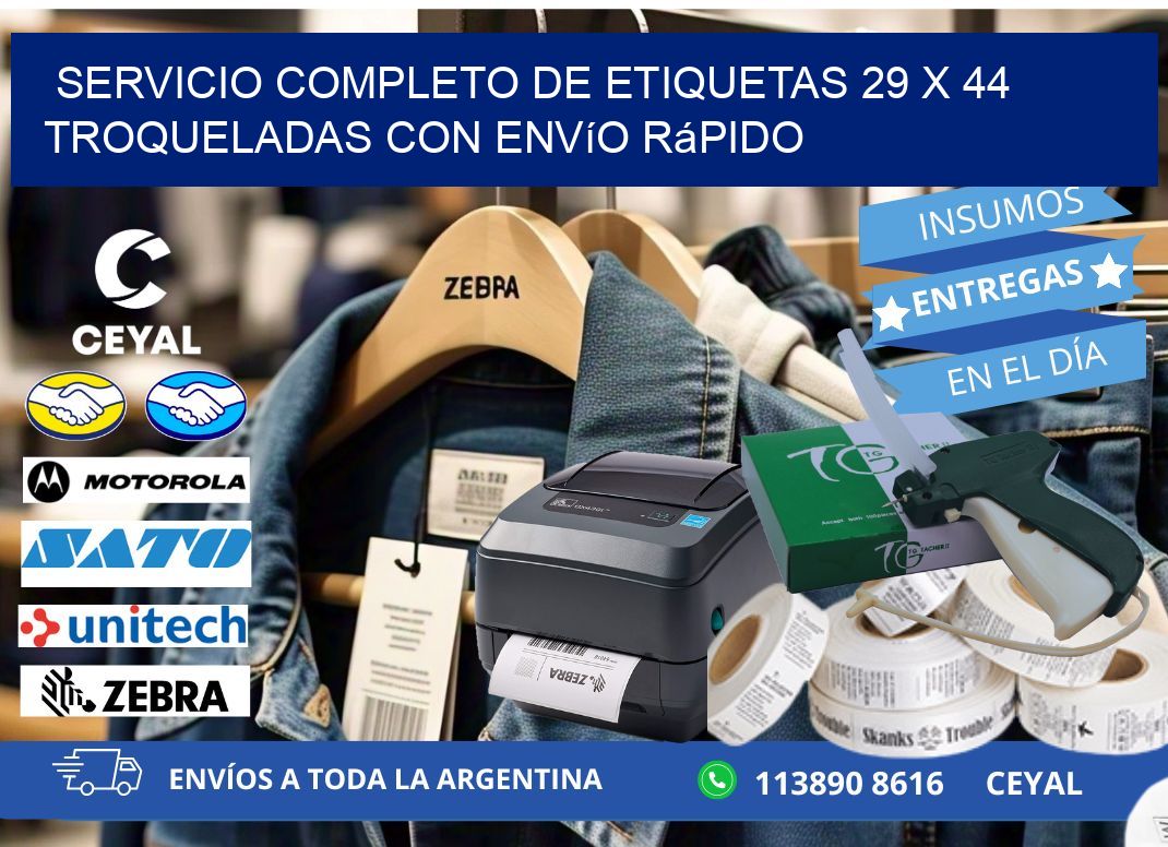 Servicio completo de etiquetas 29 x 44 troqueladas con envío rápido