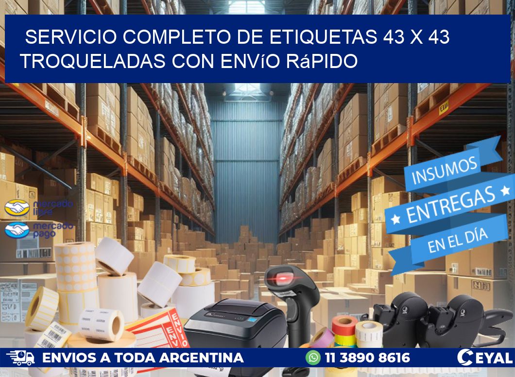 Servicio completo de etiquetas 43 x 43 troqueladas con envío rápido