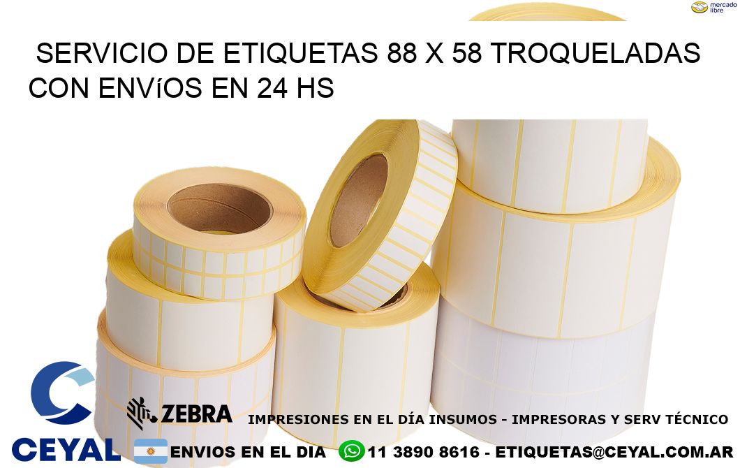 Servicio de etiquetas 88 x 58 troqueladas con envíos en 24 hs