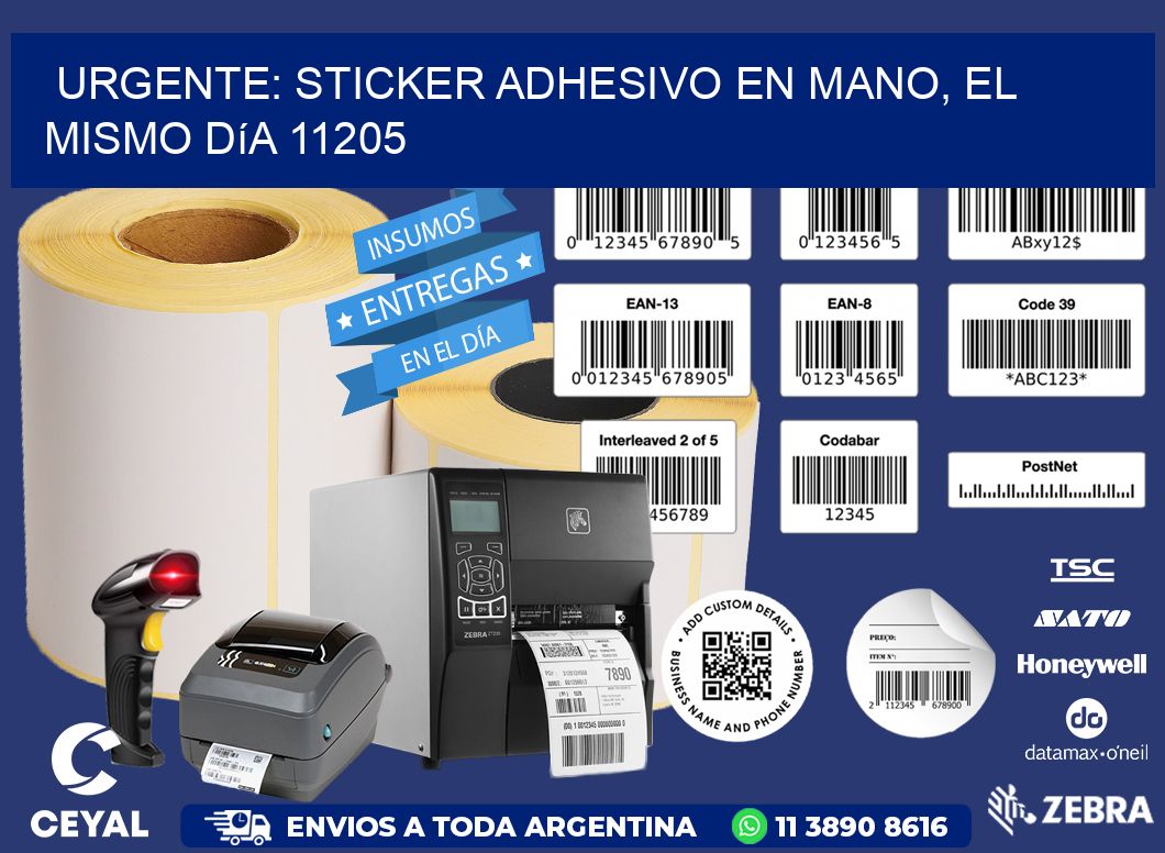 Urgente: Sticker adhesivo en Mano, el Mismo Día 11205