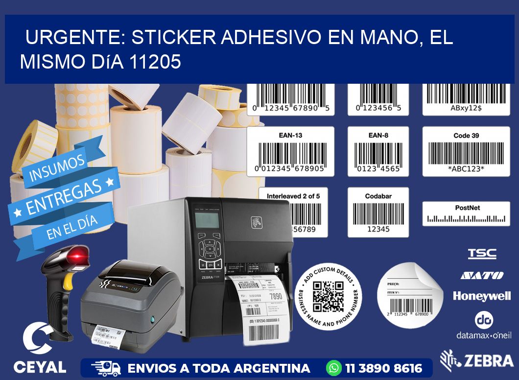 Urgente: Sticker adhesivo en Mano, el Mismo Día 11205