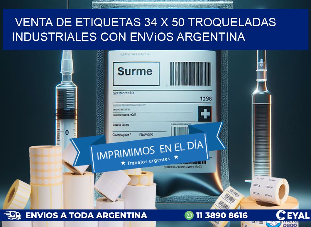 Venta de etiquetas 34 x 50 troqueladas industriales con envíos Argentina