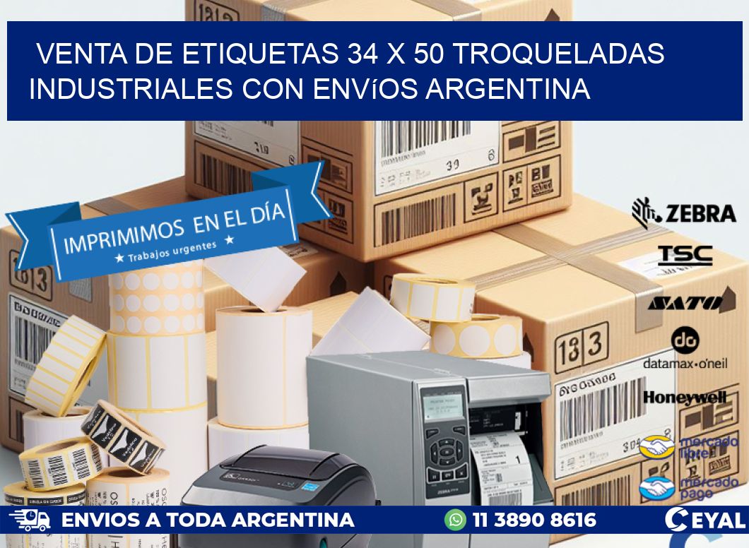 Venta de etiquetas 34 x 50 troqueladas industriales con envíos Argentina