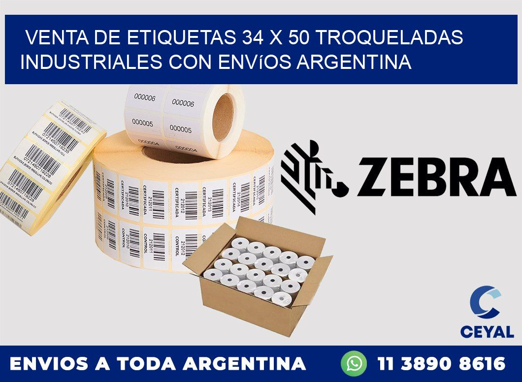 Venta de etiquetas 34 x 50 troqueladas industriales con envíos Argentina