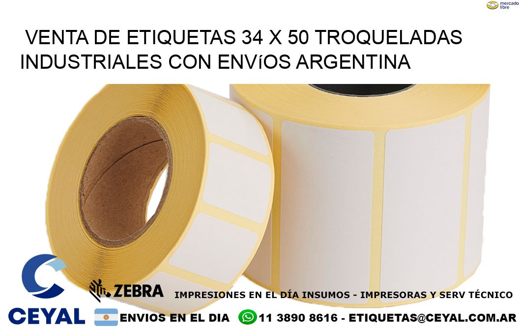 Venta de etiquetas 34 x 50 troqueladas industriales con envíos Argentina