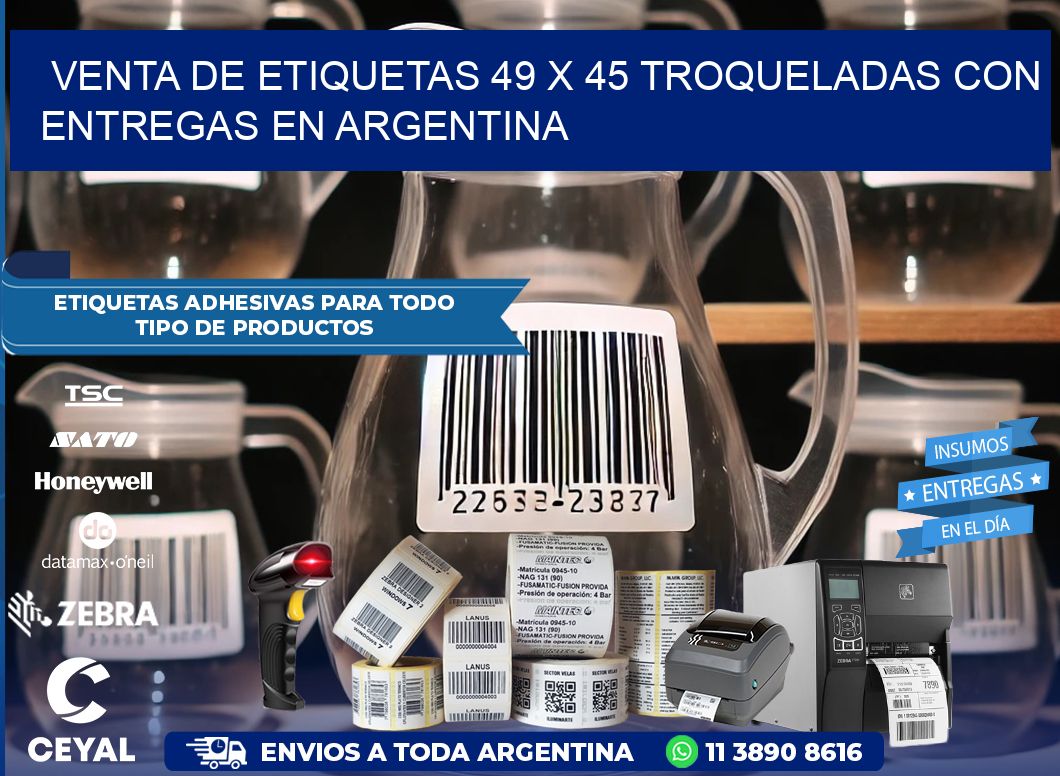 Venta de etiquetas 49 x 45 troqueladas con entregas en Argentina