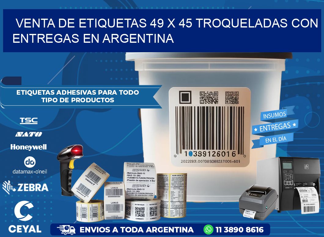 Venta de etiquetas 49 x 45 troqueladas con entregas en Argentina