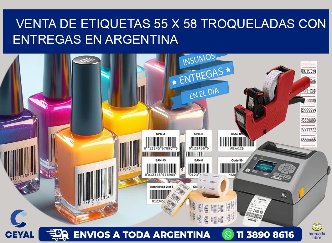 Venta de etiquetas 55 x 58 troqueladas con entregas en Argentina