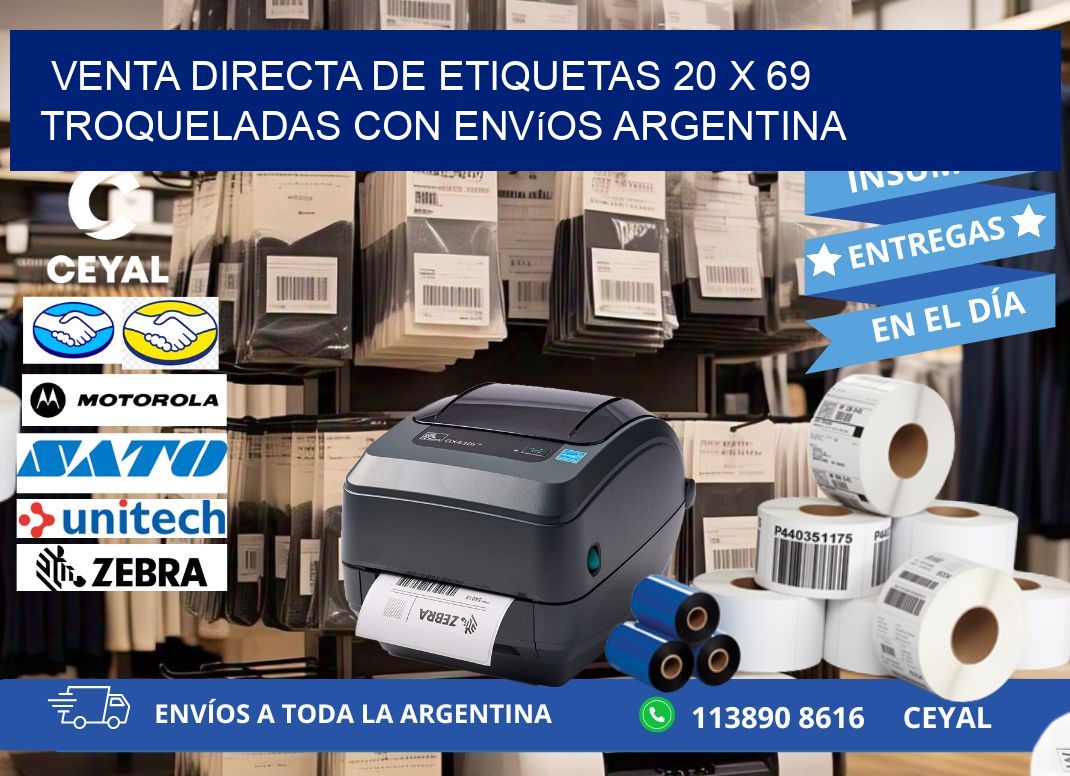 Venta directa de etiquetas 20 x 69 troqueladas con envíos Argentina