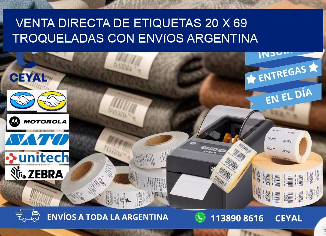 Venta directa de etiquetas 20 x 69 troqueladas con envíos Argentina