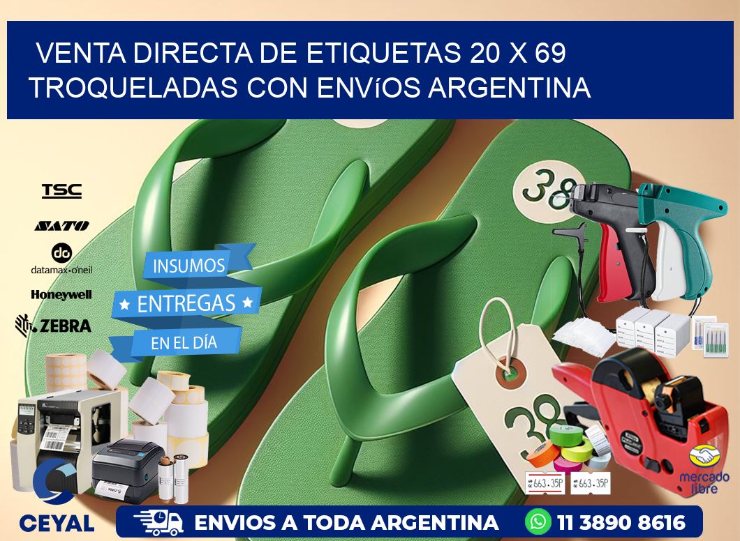 Venta directa de etiquetas 20 x 69 troqueladas con envíos Argentina