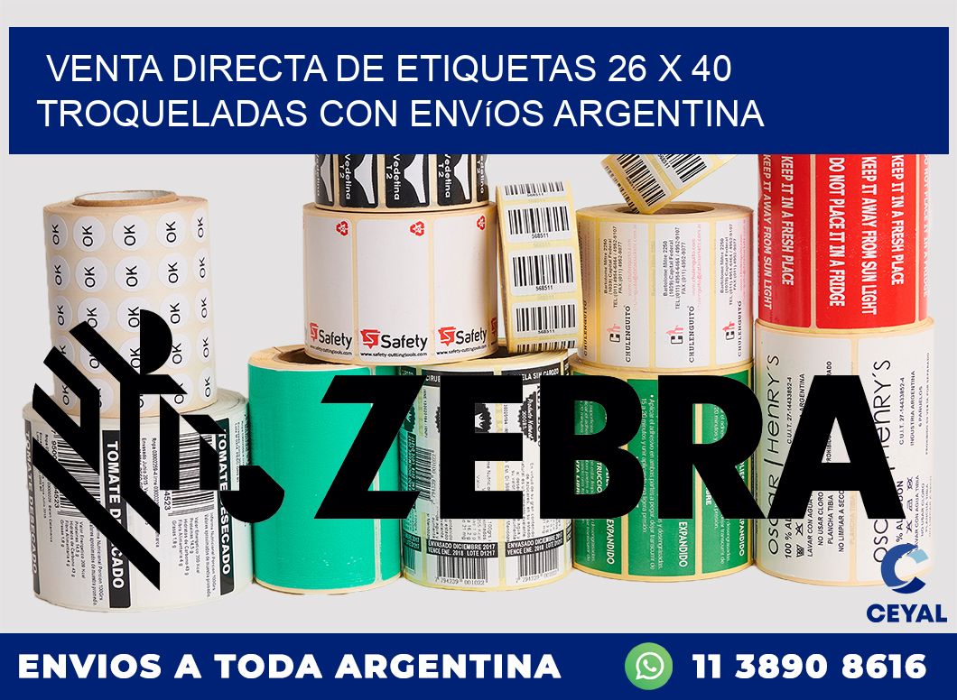 Venta directa de etiquetas 26 x 40 troqueladas con envíos Argentina