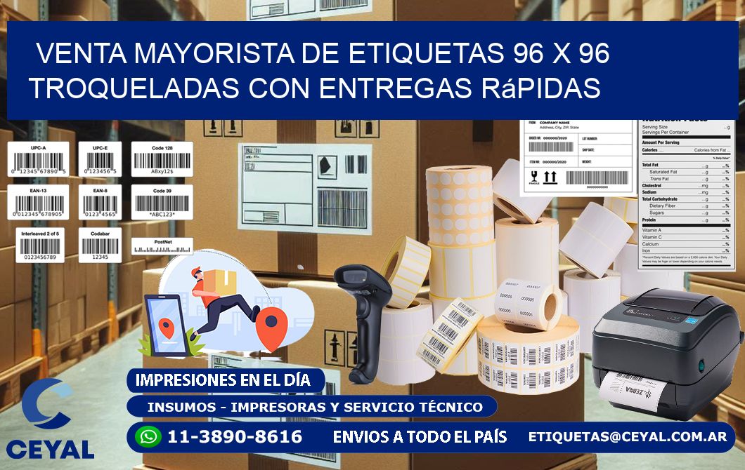 Venta mayorista de etiquetas 96 x 96 troqueladas con entregas rápidas