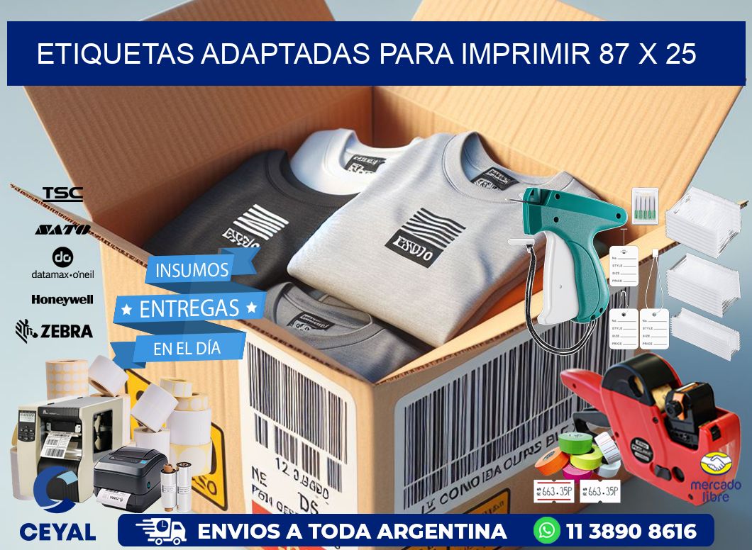 etiquetas adaptadas para imprimir 87 x 25