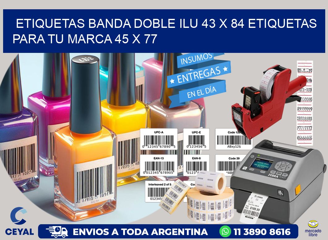 etiquetas banda doble ilu 43 x 84 etiquetas para tu marca 45 x 77