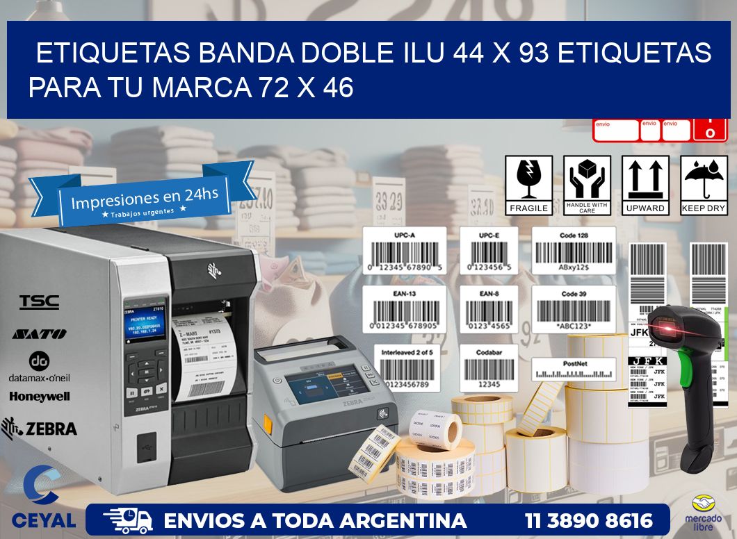 etiquetas banda doble ilu 44 x 93 etiquetas para tu marca 72 x 46