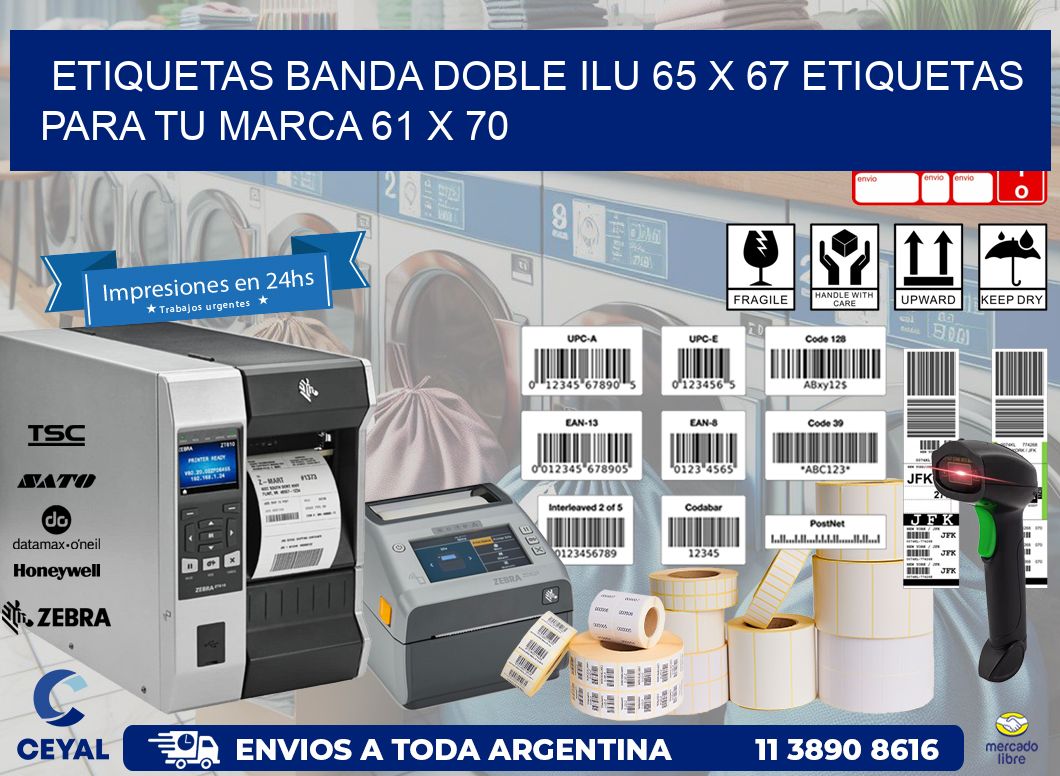 etiquetas banda doble ilu 65 x 67 etiquetas para tu marca 61 x 70