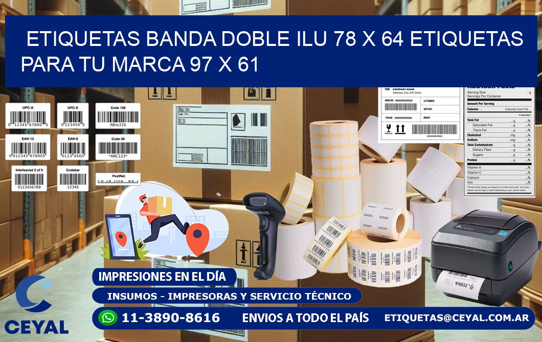 etiquetas banda doble ilu 78 x 64 etiquetas para tu marca 97 x 61