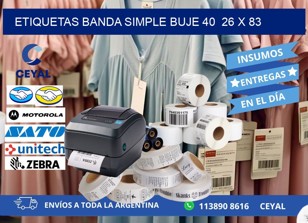 etiquetas banda simple buje 40  26 x 83
