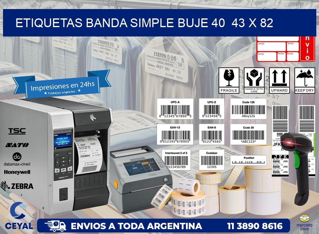 etiquetas banda simple buje 40  43 x 82