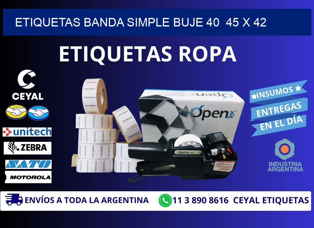 etiquetas banda simple buje 40  45 x 42