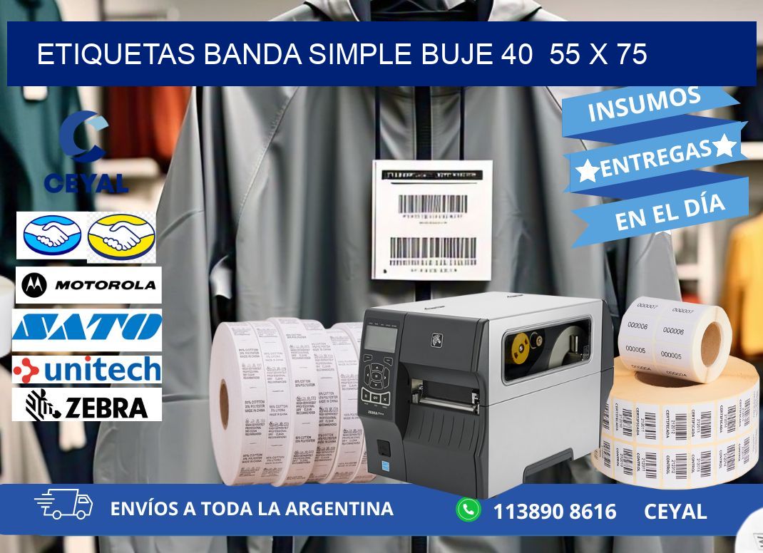 etiquetas banda simple buje 40 55 x 75