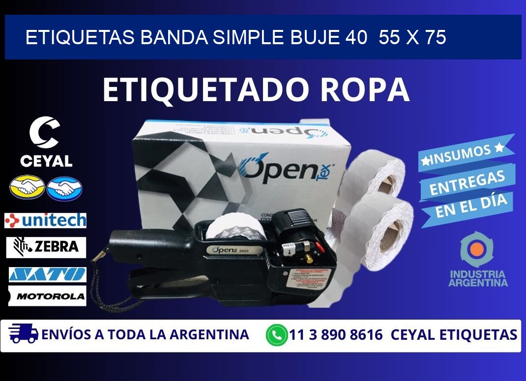 etiquetas banda simple buje 40 55 x 75