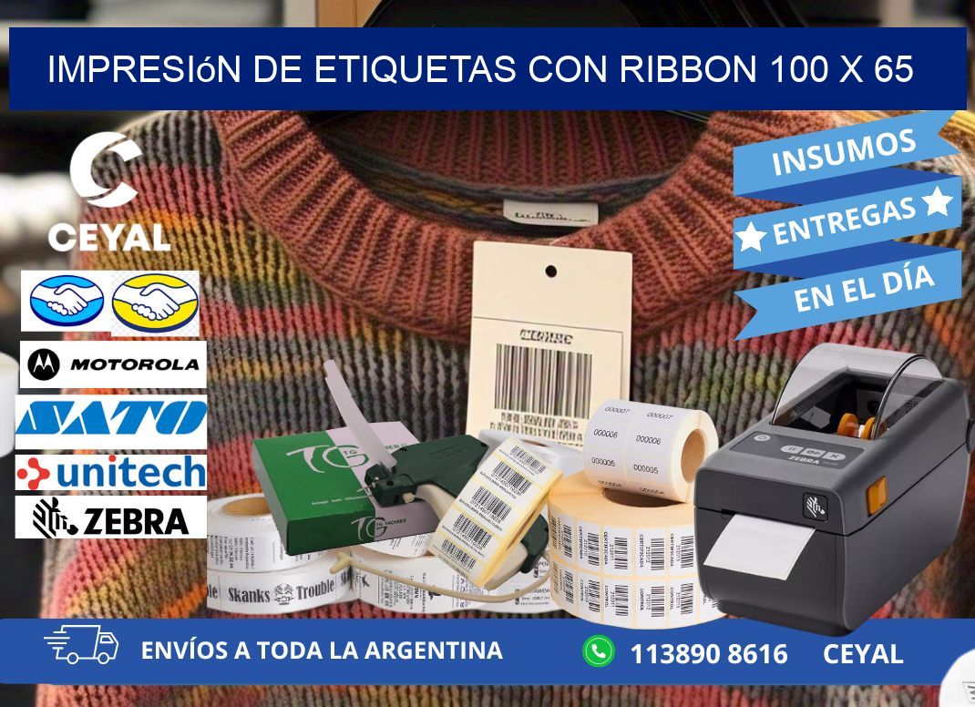 impresión de etiquetas con ribbon 100 x 65