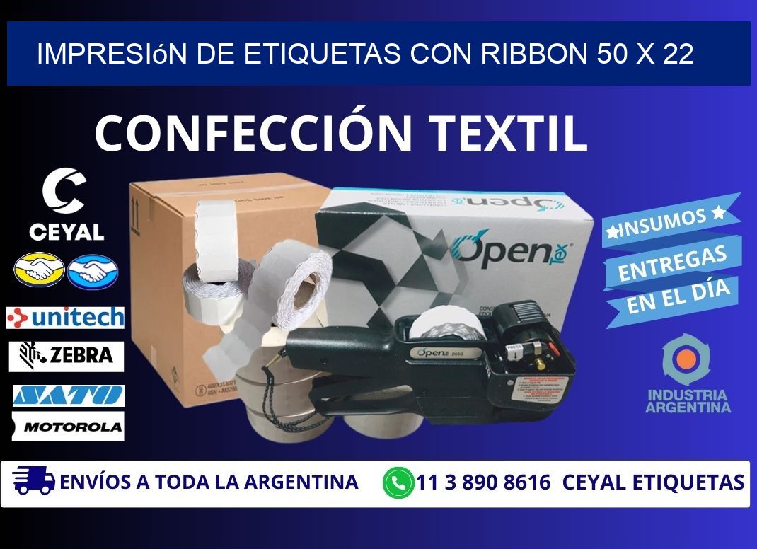 impresión de etiquetas con ribbon 50 x 22
