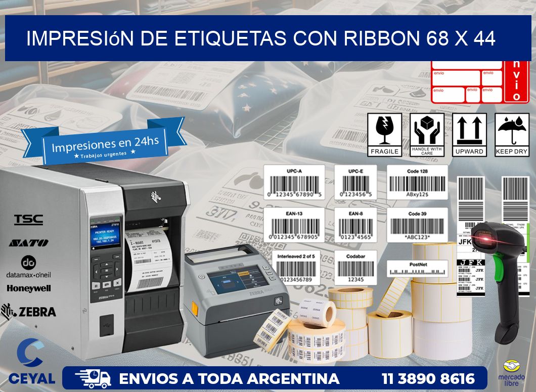 impresión de etiquetas con ribbon 68 x 44