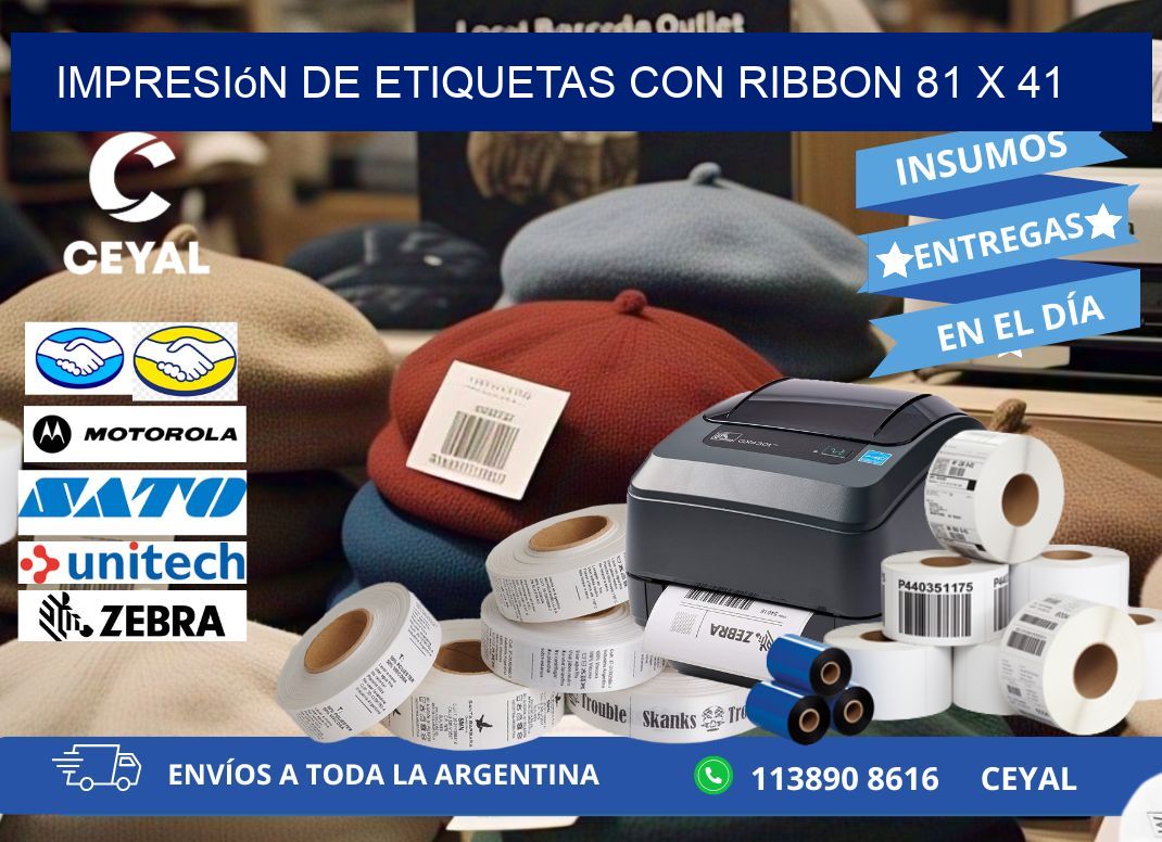 impresión de etiquetas con ribbon 81 x 41