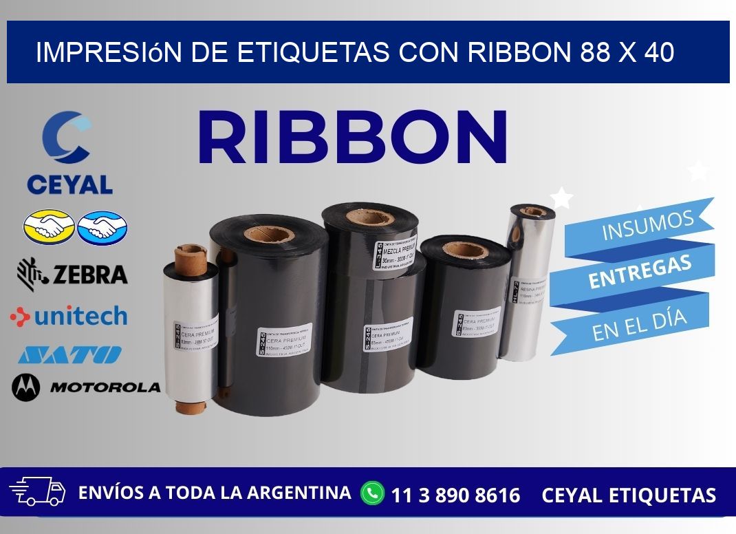impresión de etiquetas con ribbon 88 x 40