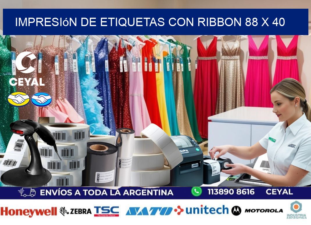 impresión de etiquetas con ribbon 88 x 40